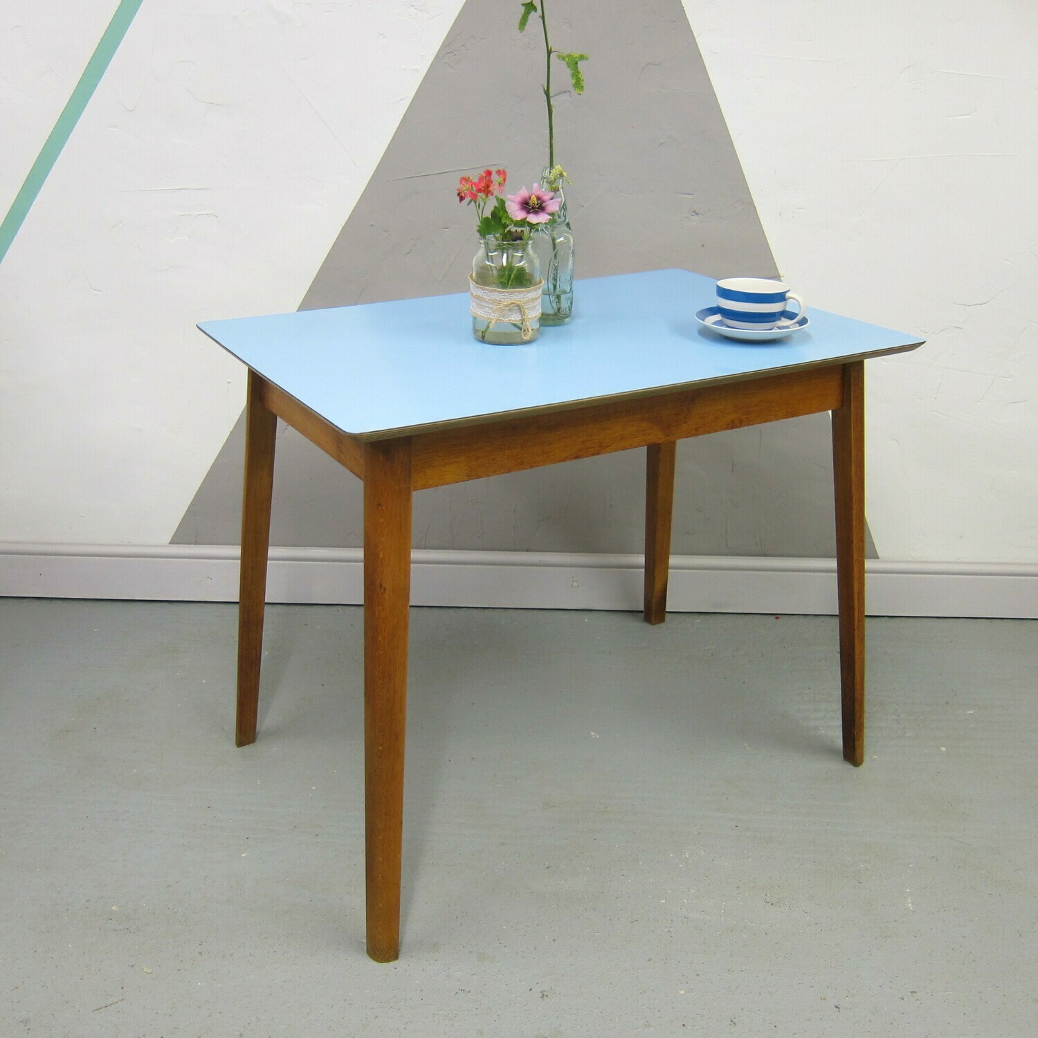 Blue Formica Kitchen Dining Table Mid Century 1960s Vintage