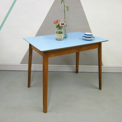 Blue Formica Kitchen Dining Table Mid Century 1960s Vintage