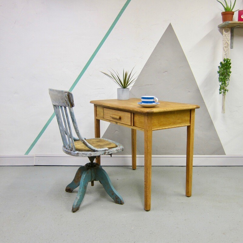 Vintage Oak Desk Mid Century 1950s Home Office Abbess Table