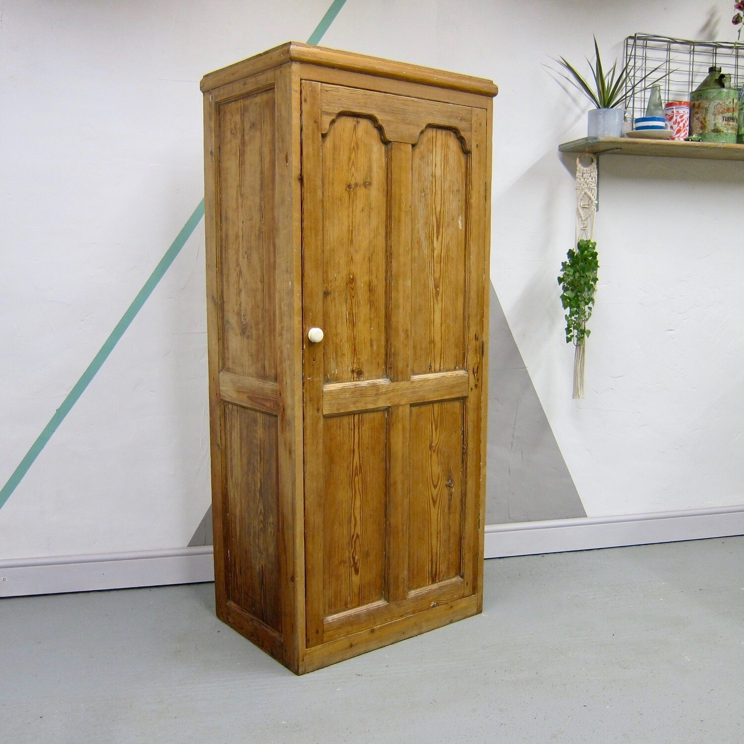 Antique Victorian Pine Hall Cupboard Storage Original