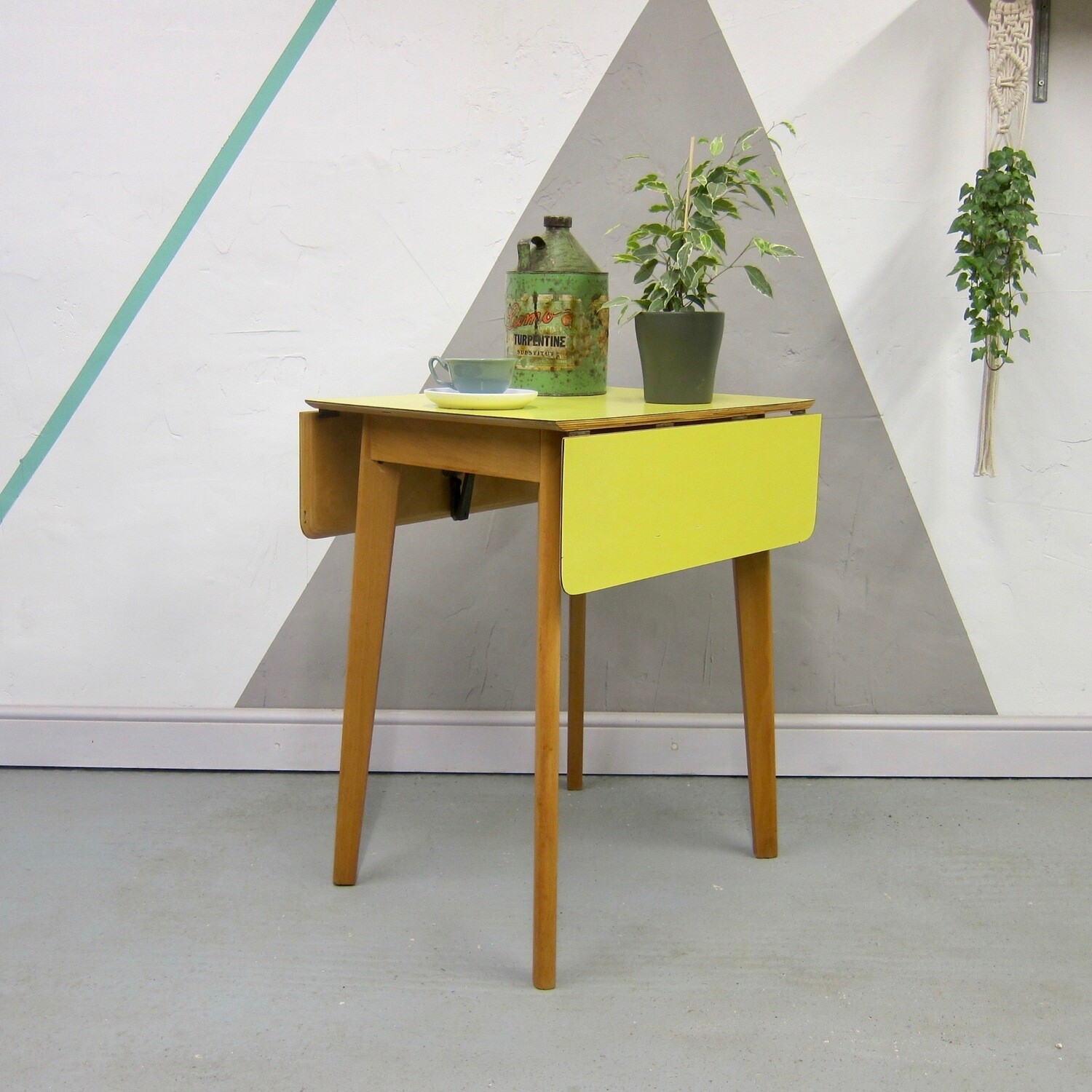 Yellow Formica Kitchen Dining Table 1960s Vintage Kitsch Old
