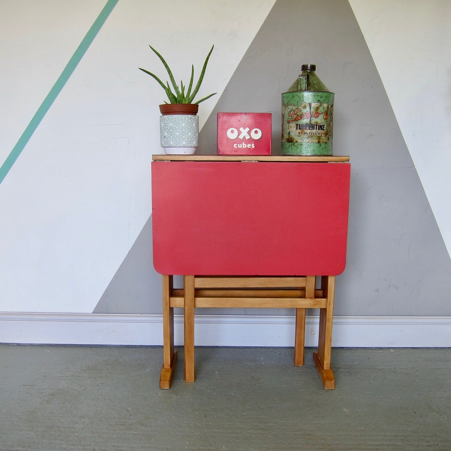 Red Formica Extending Table Mid Century Kitsch 1960s Retro