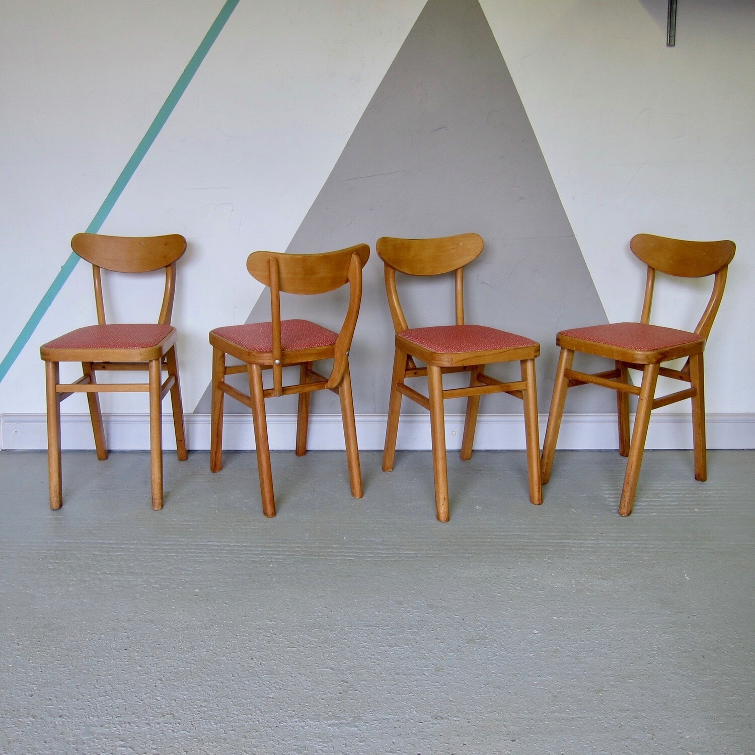 Mid Century 1960s Red Kitchen Dining Chairs Vintage Kitsch