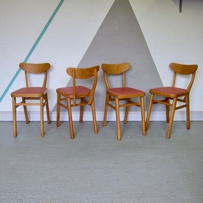 Mid Century 1960s Red Kitchen Dining Chairs Vintage Kitsch