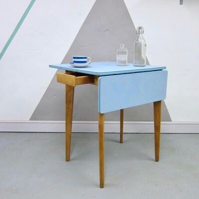 Blue Formica Kitchen Extending Dining Table Mid Century Kitsch