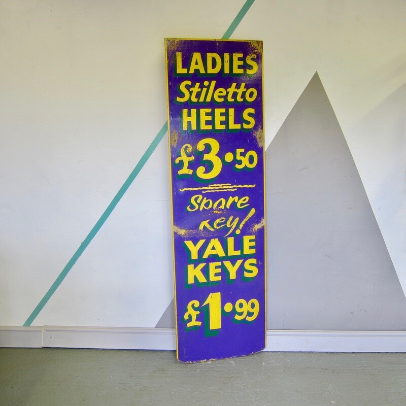 Mid Century Shop Advertising Sign Painted Shoes Wardrobe