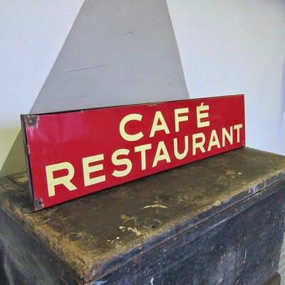 French Enamel Sign Cafe Restaurant Red Original Metal Advertising