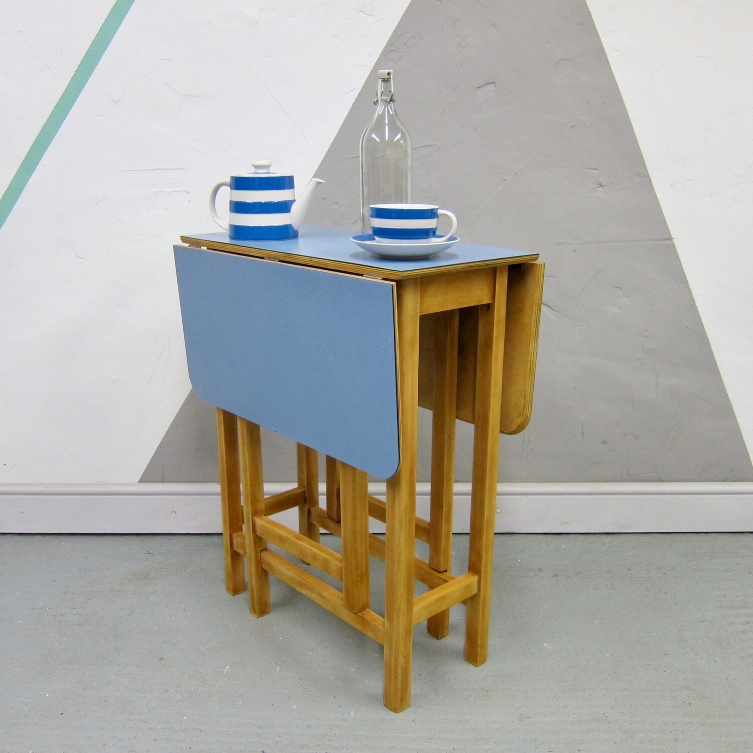 Blue Formica Kitchen Dining Table Mid Century Kitsch 1960s Retro