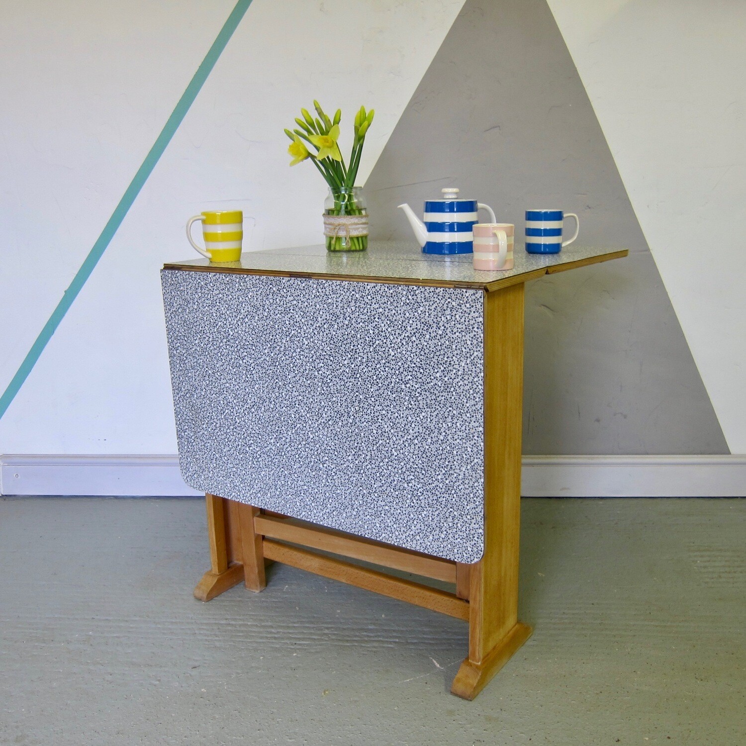 Vintage Formica Table Black White Extending Kitchen Dining