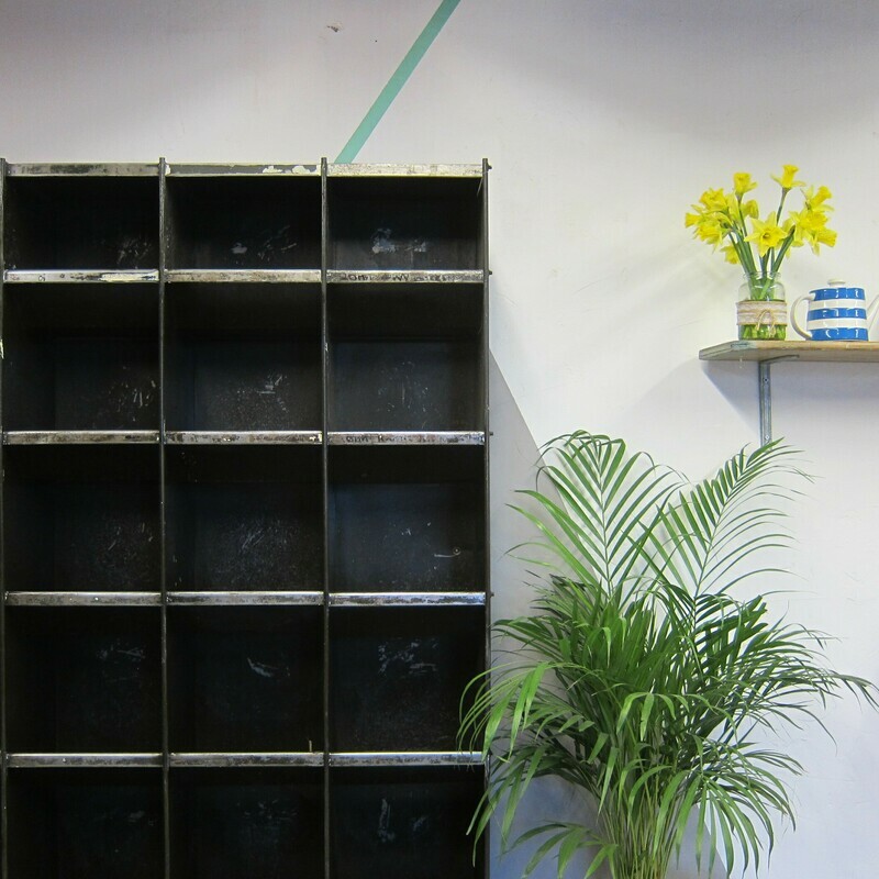 Industrial Pigeon Holes Vintage 1950s Antique Factory Green Metal Storage