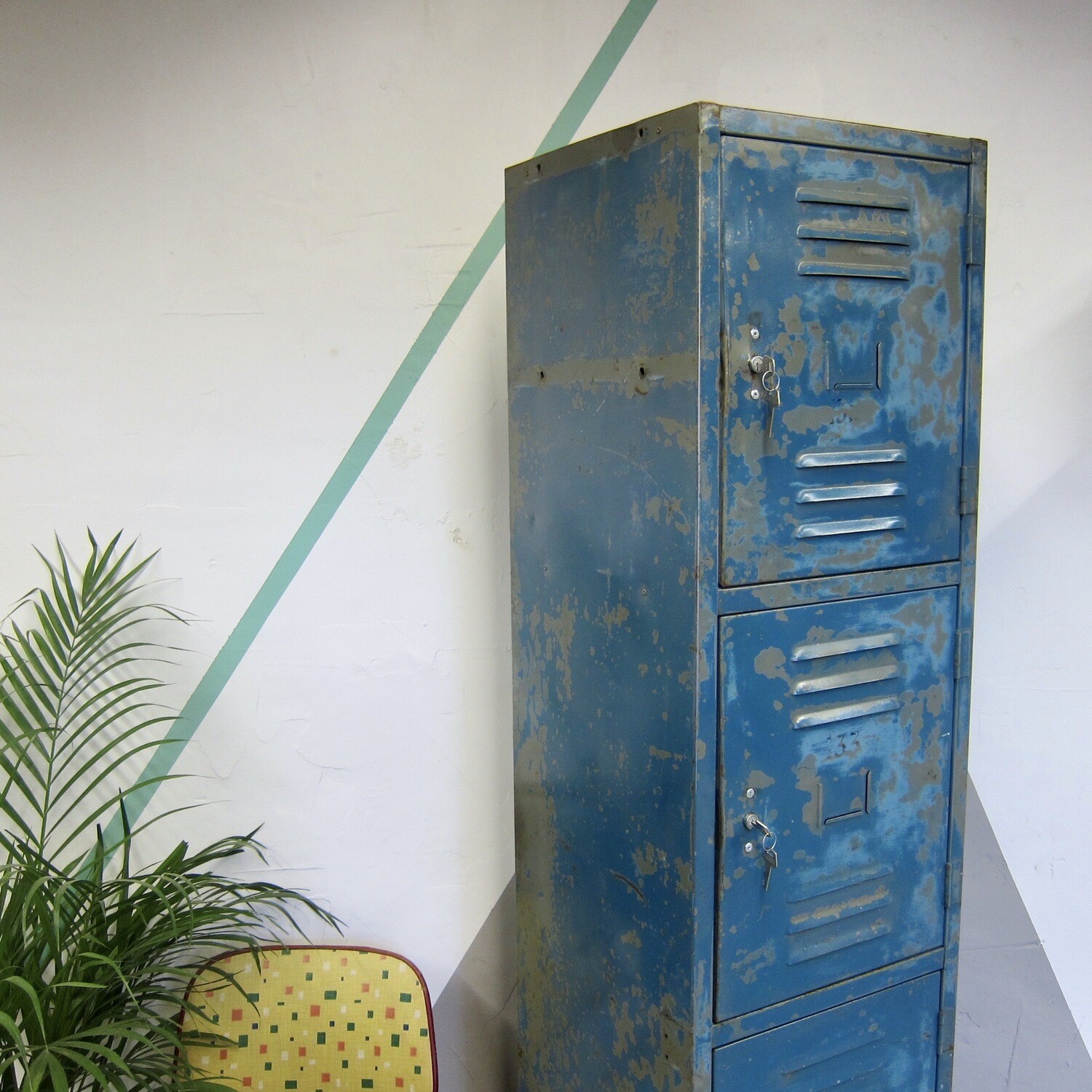 Old Metal Locker 1960s Vintage Industrial Storage Cupboard