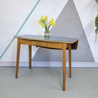 Vintage Formica Dining Table Grey Blue Mid Century Kitsch 1960s Extending