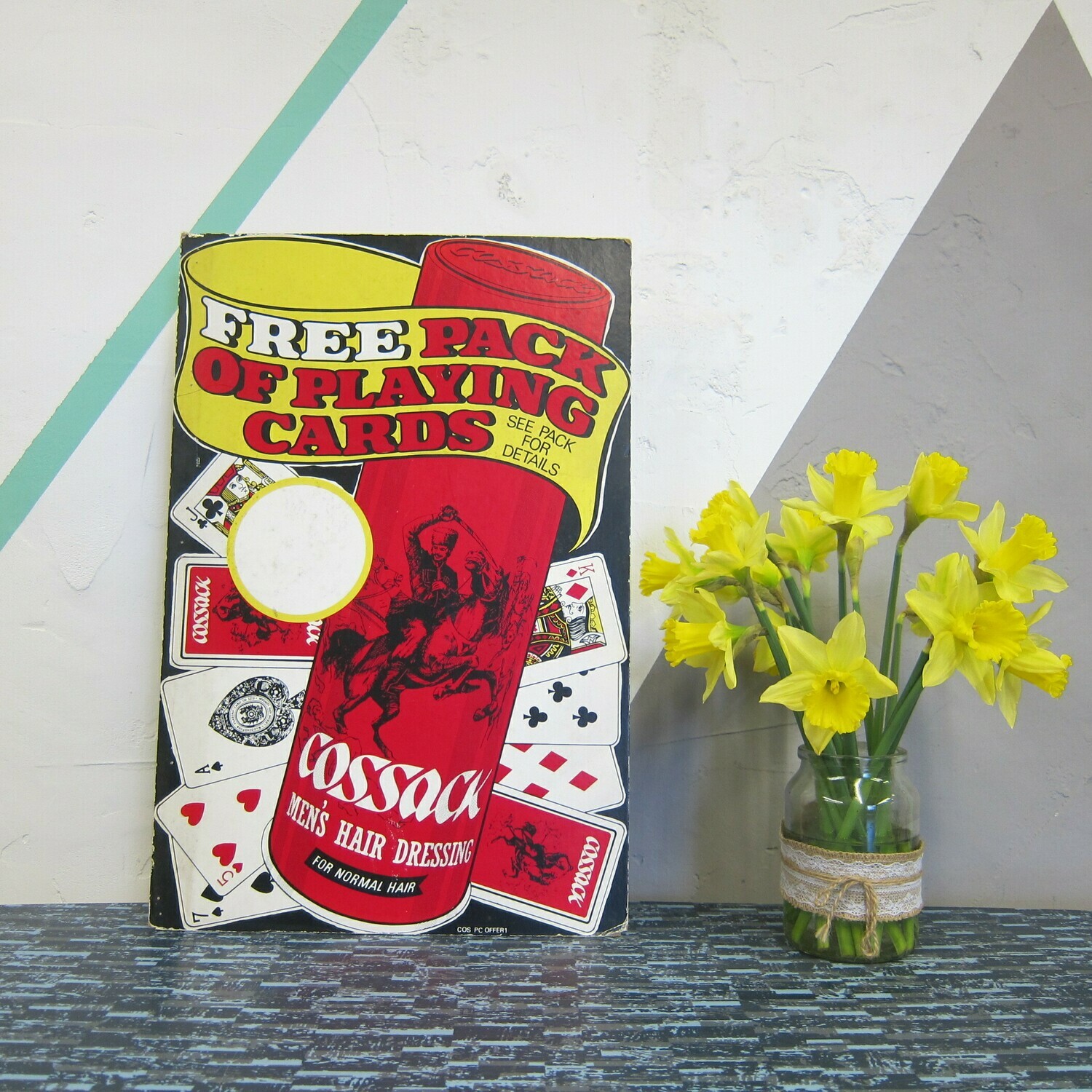 Vintage 1960s Advertising Sign Poster Playing Cards Cossack