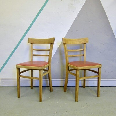 Mid Century 1960s Red Kitchen Dining Chairs Vintage Kitsch Pair