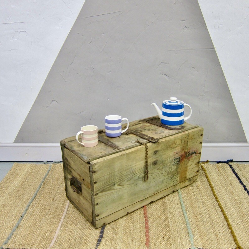 Industrial vintage rustic pine chest box storage crate
