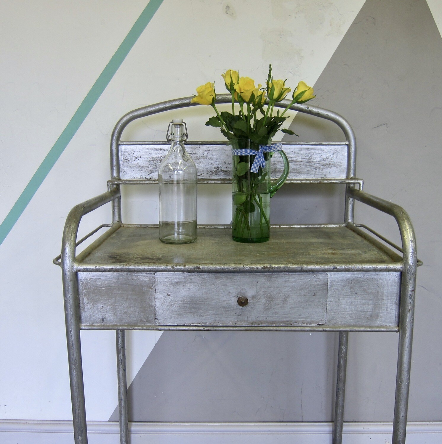 Industrial Washstand French Mid Century Bathroom Table