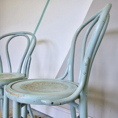 Vintage Bentwood Chairs Thonet Painted Blue