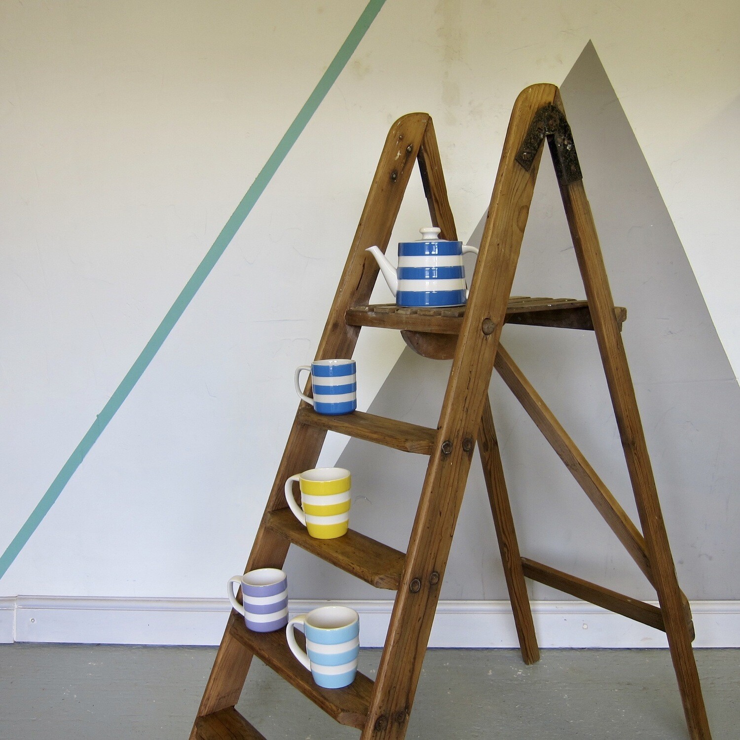 Rustic Pine Step Ladders Vintage Old Traditional