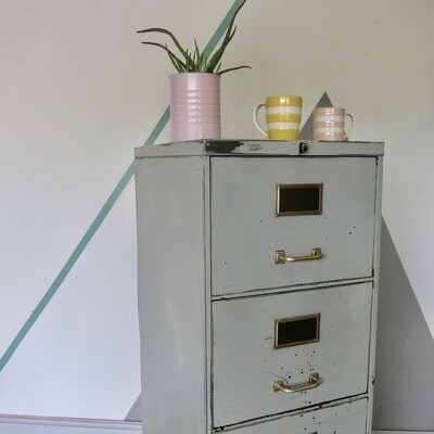 Filing Cabinet 1950s Industrial Green Four Drawer Storage