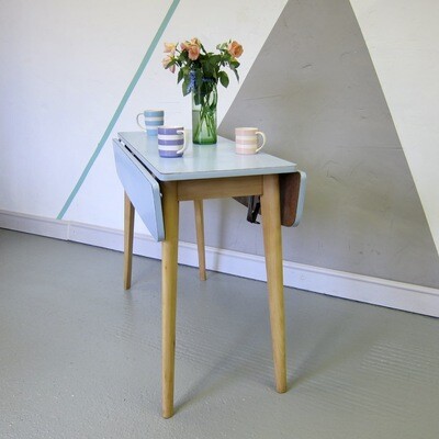Blue Formica Kitchen Dining Table Mid Century Kitsch 1960s Retro