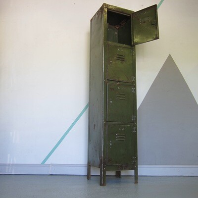 Old Metal Locker 1960s Vintage Industrial Storage Cupboard
