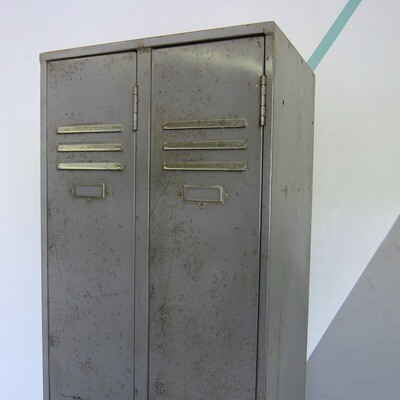 Vintage Grey Industrial Old Metal Locker
