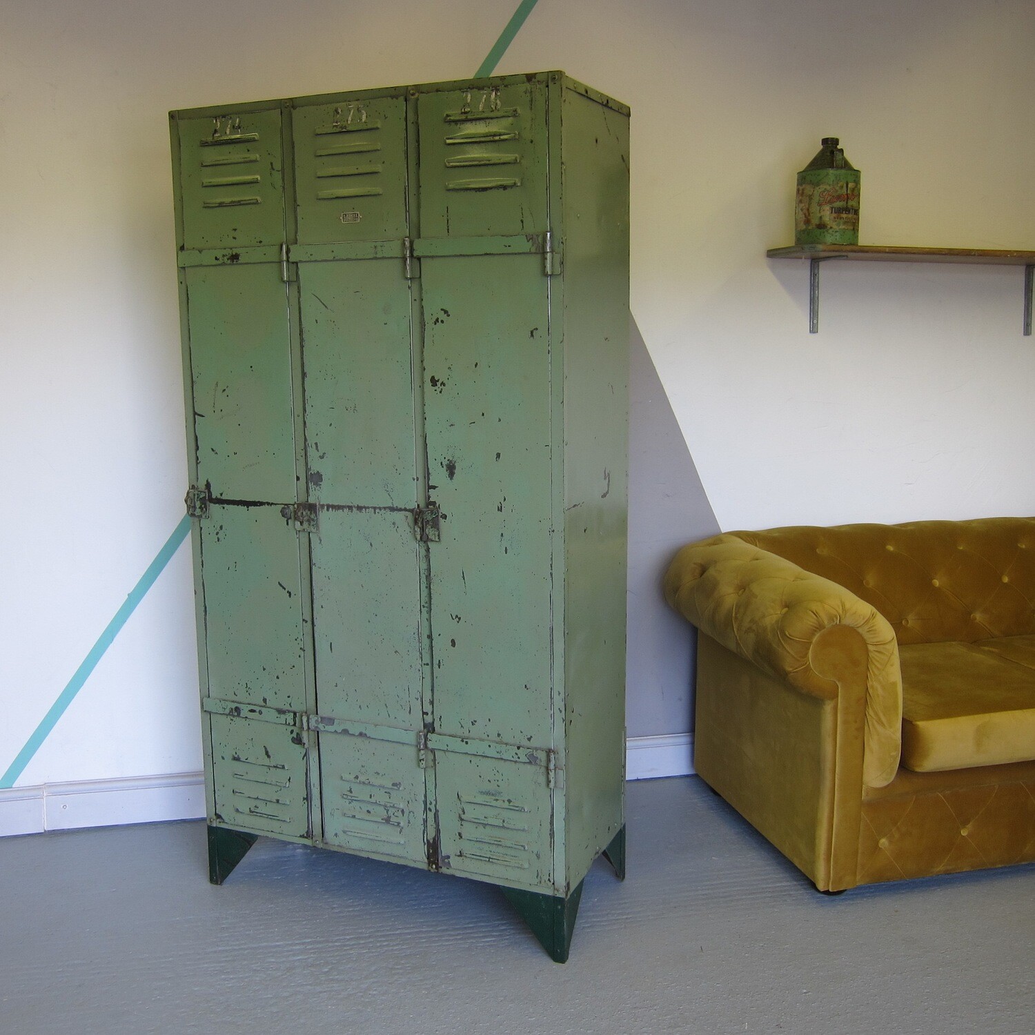 Vintage Industrial Storage Locker Storage Green Cabinet