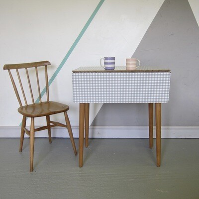 Formica Dining Table Gingham Grey Mid Century Kitsch 1960s Extending
