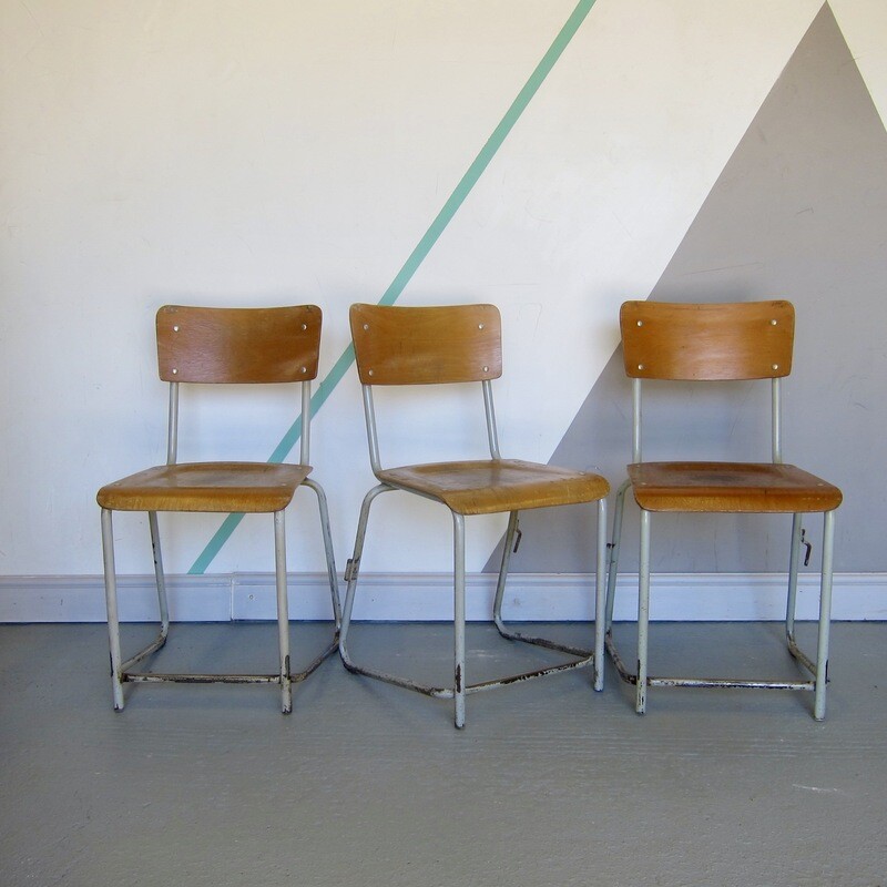 Industrial School Stacking Chair Kitchen Dining Seat Office 1960s