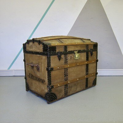 Antique Domed Chest Steamer Trunk Blanket Box Storage