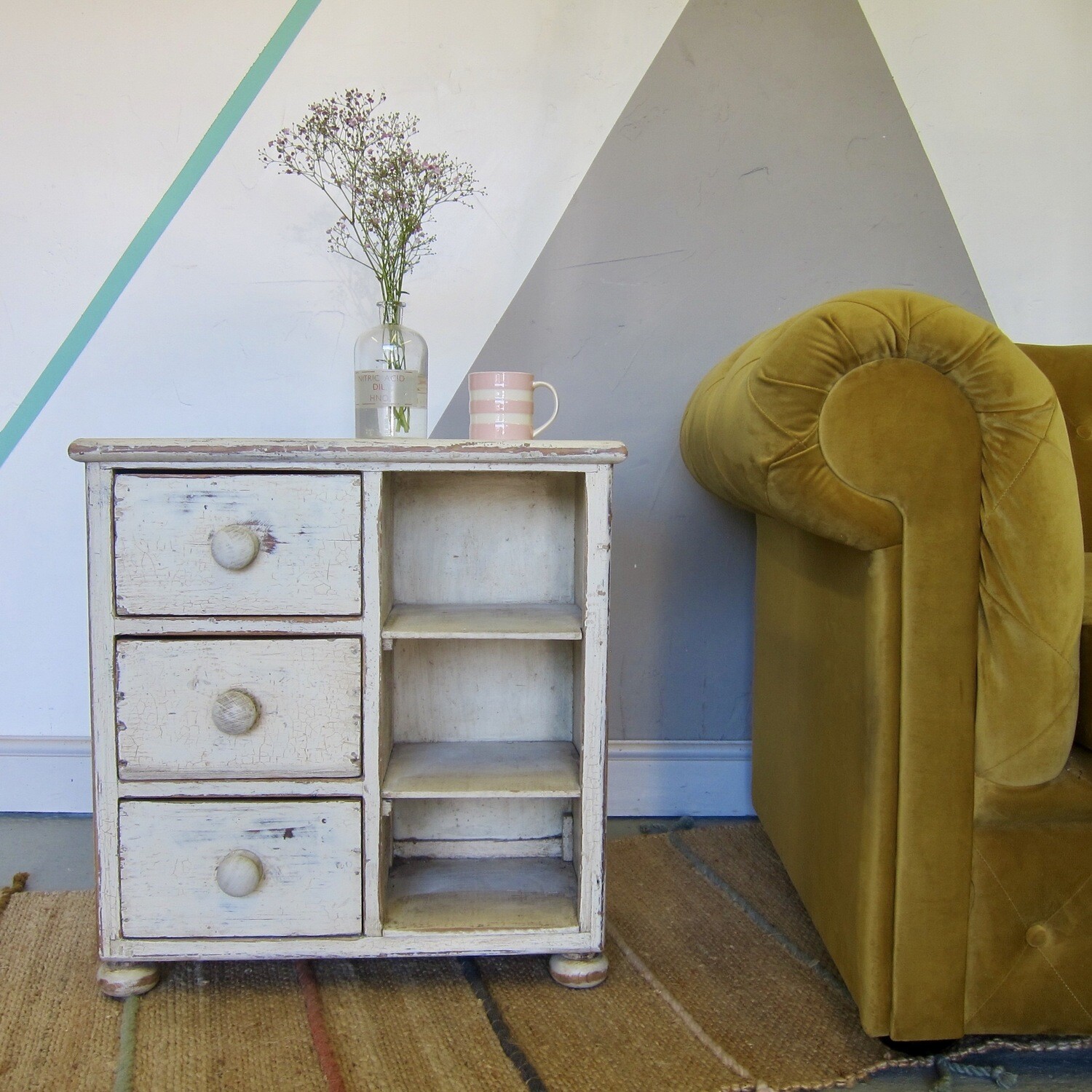 Vintage Miniature Painted Pine Drawers