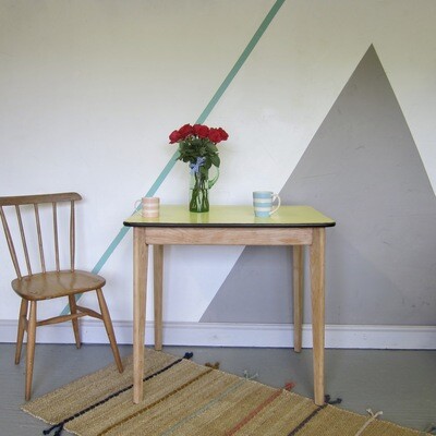 Vintage Yellow Formica Kitchen Dining Table Desk
