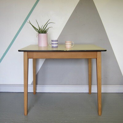 Vintage Yellow Formica Kitchen Dining Table Desk