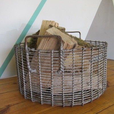 Vintage Industrial Log Basket Storage
