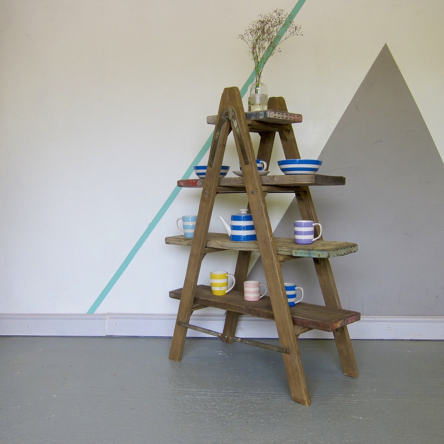 Rustic Pine Vintage Ladder Display Shop Window