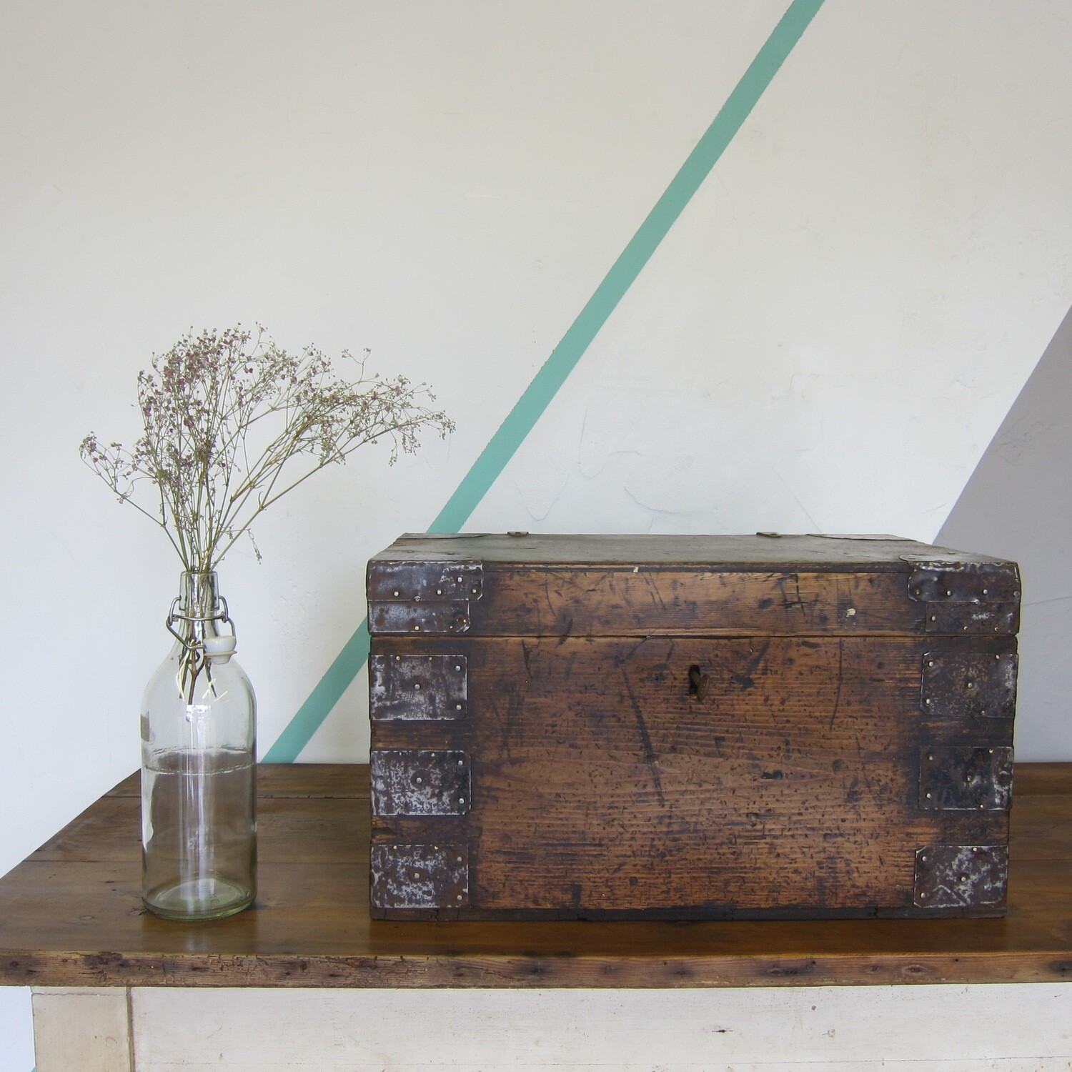 Pine Tools Box Storage 1940s Trunk Crate