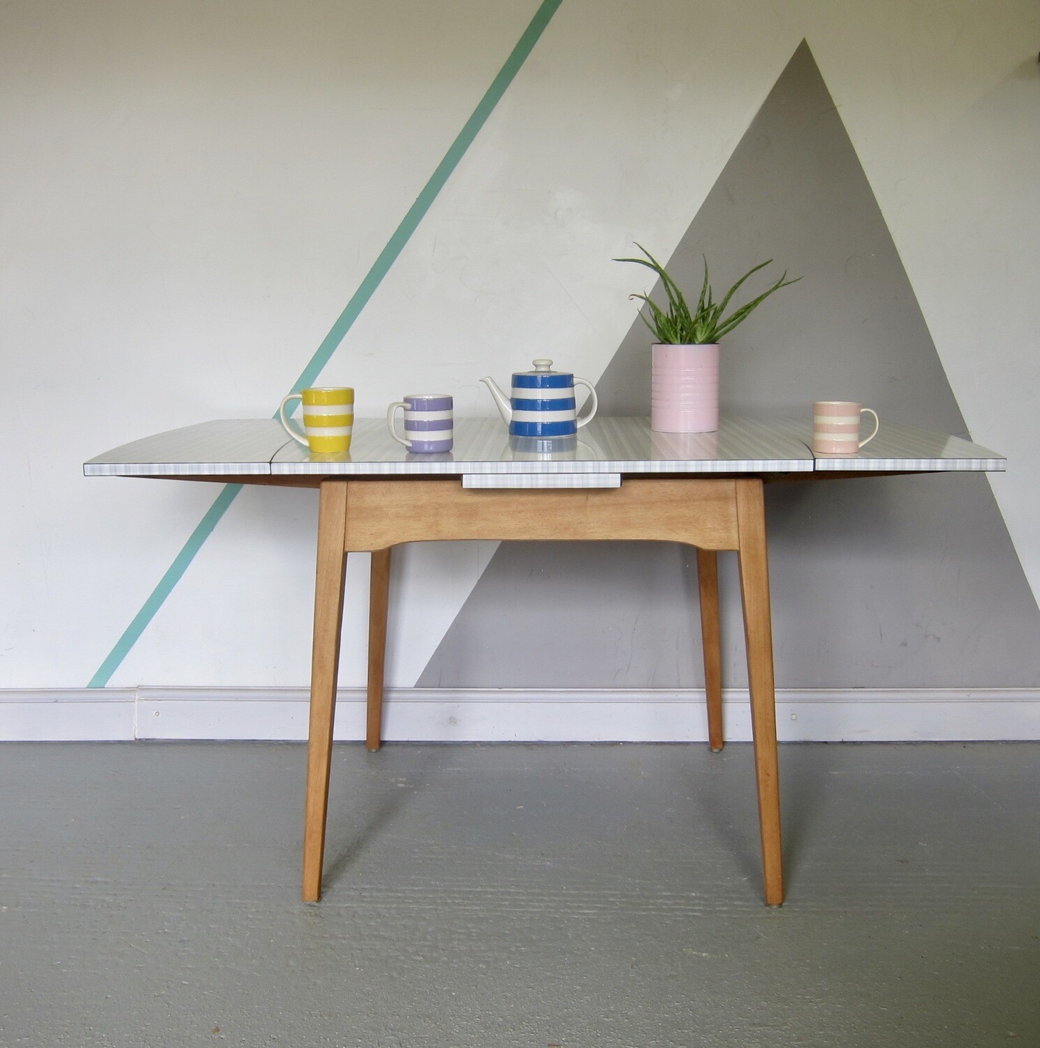 Vintage Blue White Formica Table Kitchen Dining 1960s