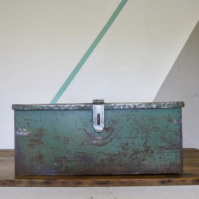 Industrial Green Metal Box Workmans Tools Trunk