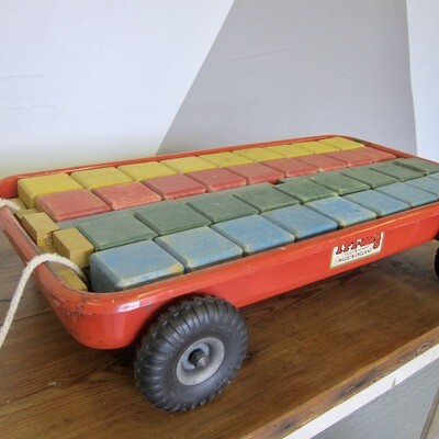 Tri-ang 1950s Industrial Pull Cart Wooden Toy Children