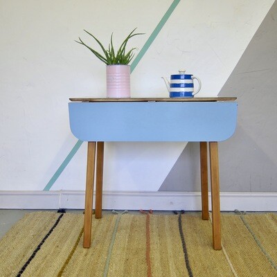 Blue Extending Formica Kitchen Dining Table Mid Century