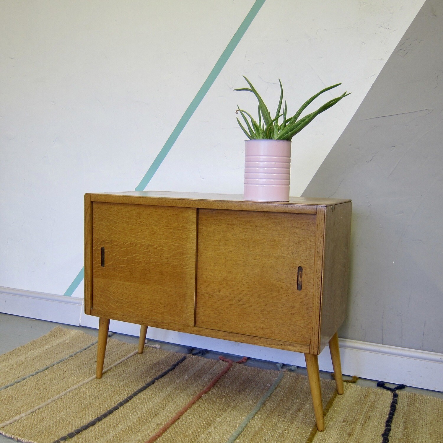 Mid Century Vintage Record Cabinet Cupboard Vinyl Storage Modernist