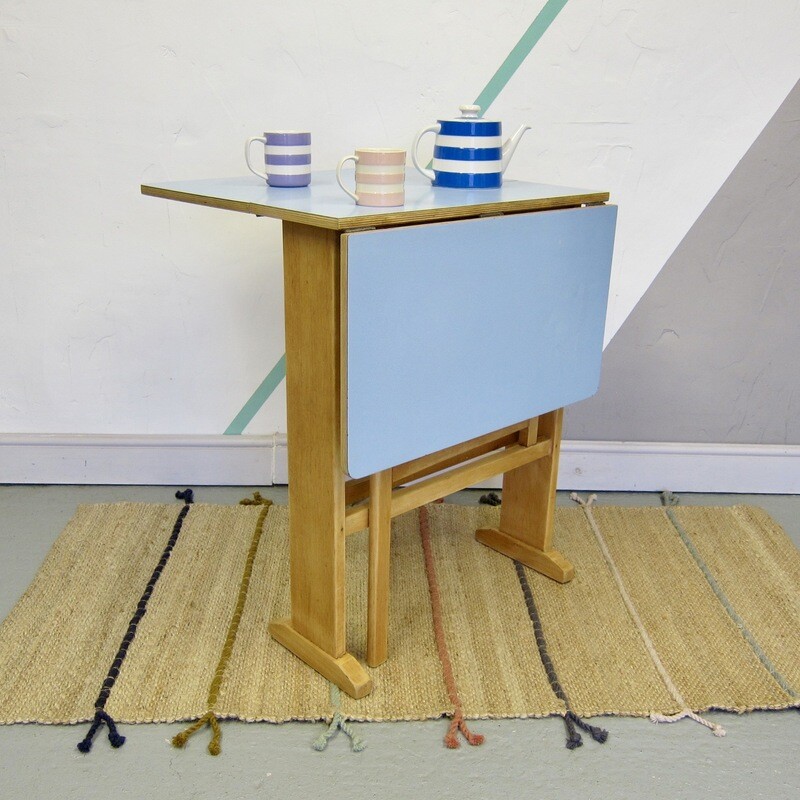 Blue Formica Kitchen Dining Table Mid Century Kitsch 1960s Retro