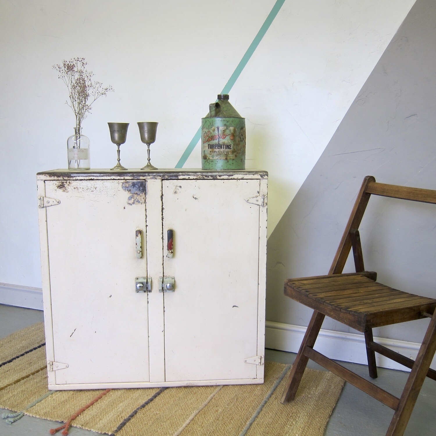 Mid Century Vintage Industrial Kitchen Storage cabinet