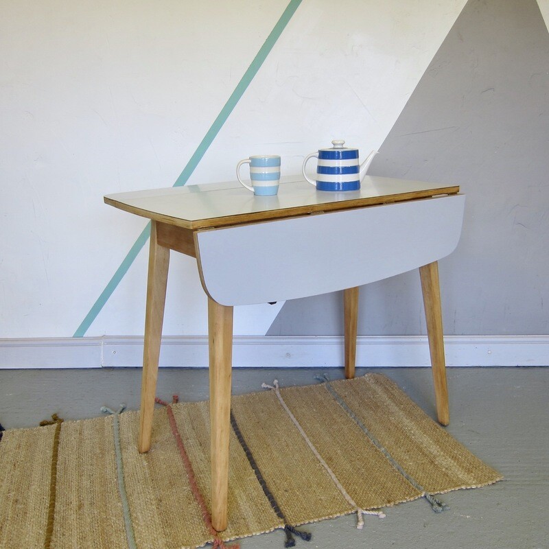 Blue Formica Kitchen Dining Table Mid Century Kitsch 1960s Retro