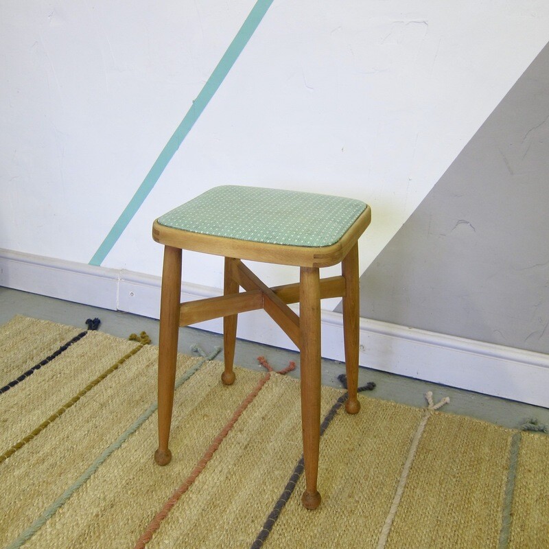 Vintage 1950s Kitchen Stool Mid Century Green