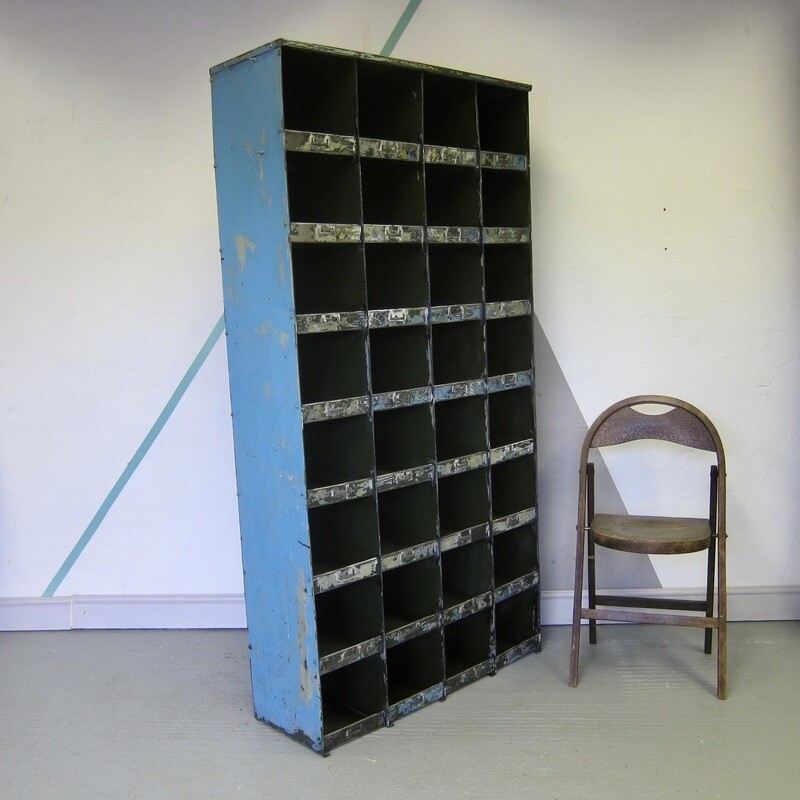 Industrial Pigeon Holes Vintage 1950s Antique Factory Metal Storage