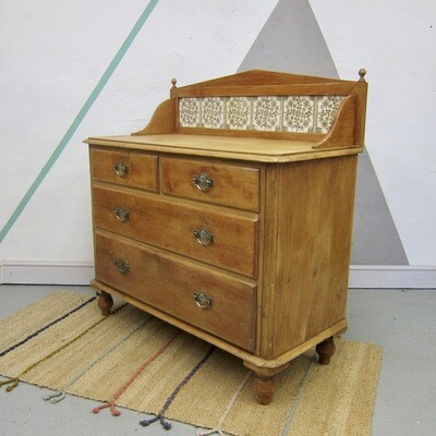 Victorian Pine Tiled Chest of Drawers Traditional Bedroom Farmhouse Storage