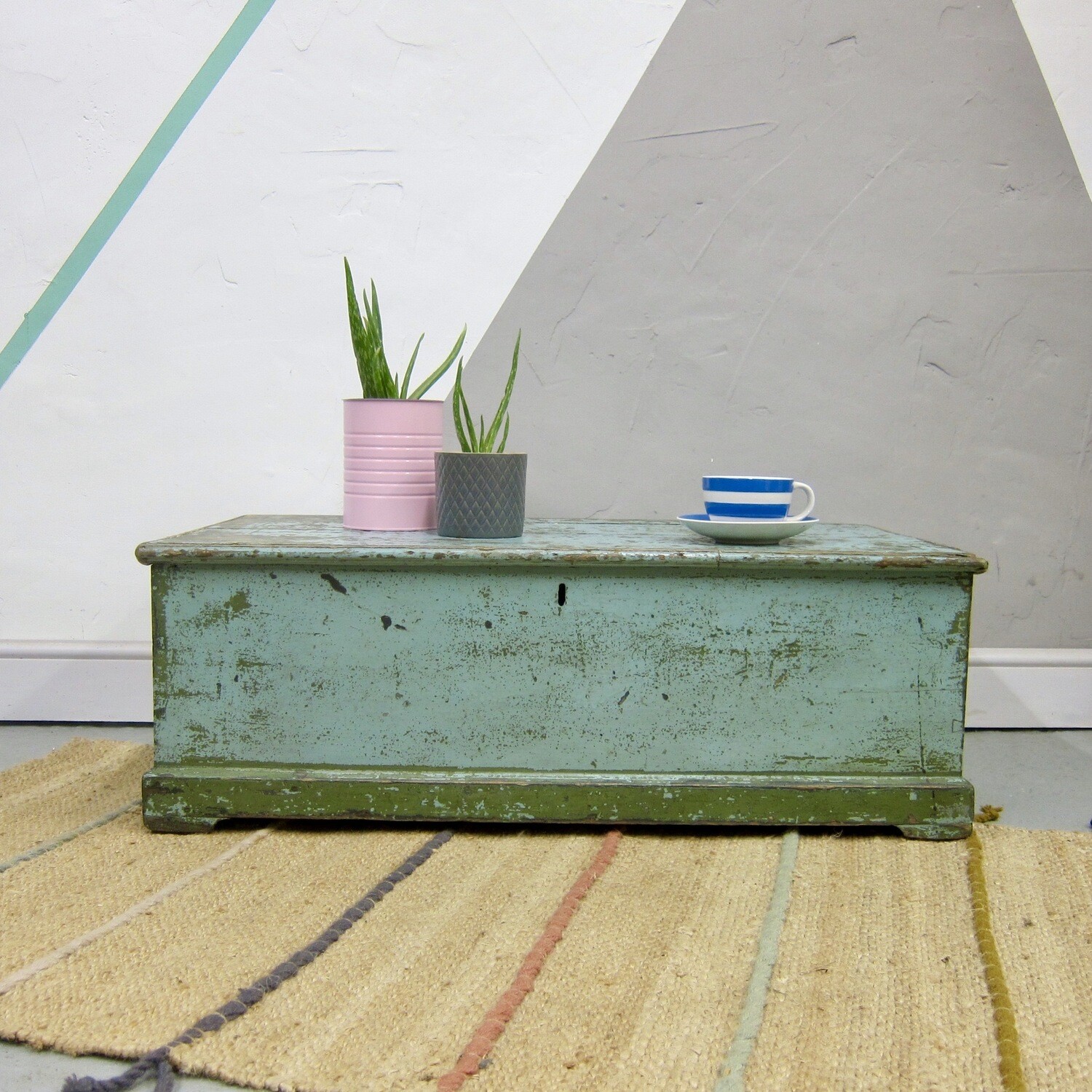 Vintage Pine Coffee Table Rustic Wooden Box Storage