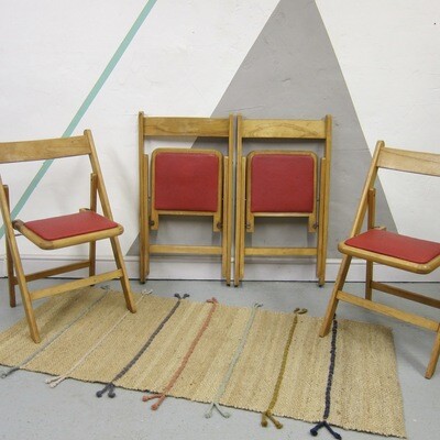 Mid Century Red Folding Chair Vintage Dining Seat