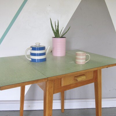 Vintage Formica Dining Table Green Mid Century 1960s